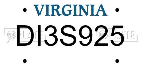 DI3S925 Virginia License Plate
