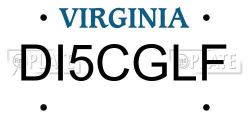 DI5CGLF Virginia License Plate