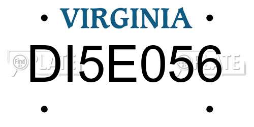 DI5E056 Virginia License Plate