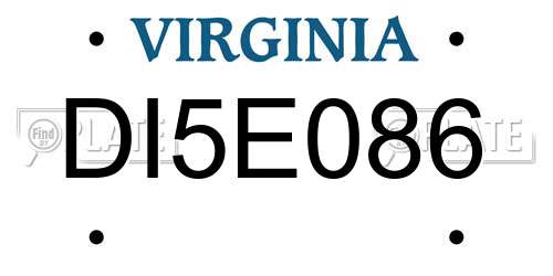 DI5E086 Virginia License Plate
