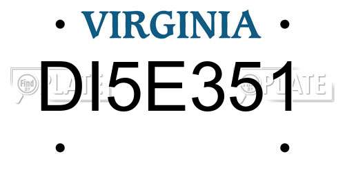 DI5E351 Virginia License Plate