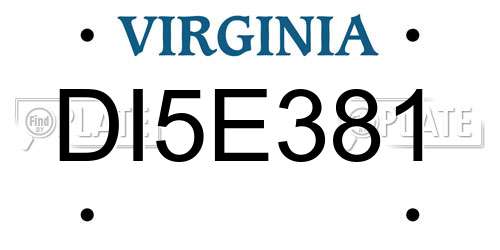 DI5E381 Virginia License Plate