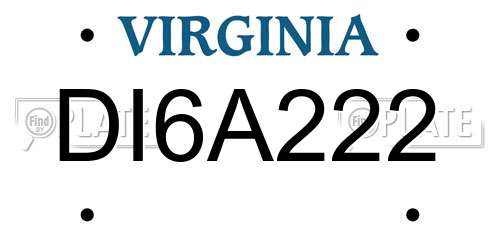 DI6A222 Virginia License Plate