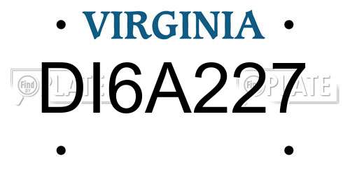 DI6A227 Virginia License Plate