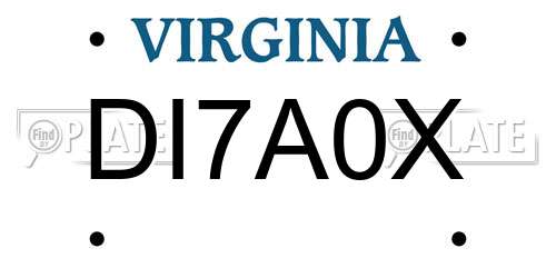 DI7A0X Virginia License Plate