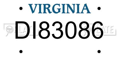 DI83086 Virginia License Plate