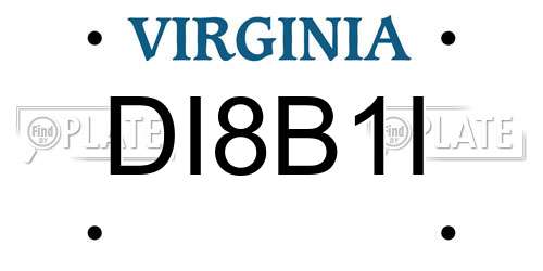 DI8B1I Virginia License Plate