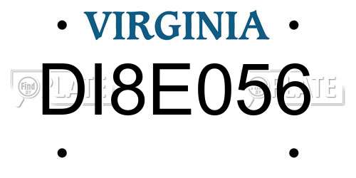 DI8E056 Virginia License Plate