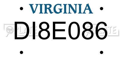 DI8E086 Virginia License Plate