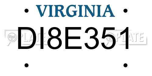 DI8E351 Virginia License Plate