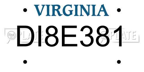 DI8E381 Virginia License Plate