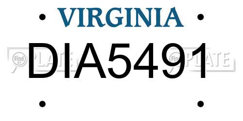 DIA5491 Virginia License Plate