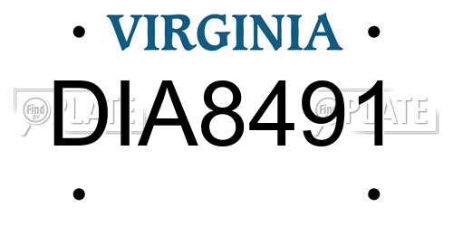 DIA8491 Virginia License Plate