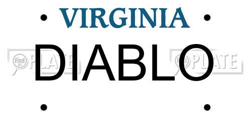 DIABLO Virginia License Plate
