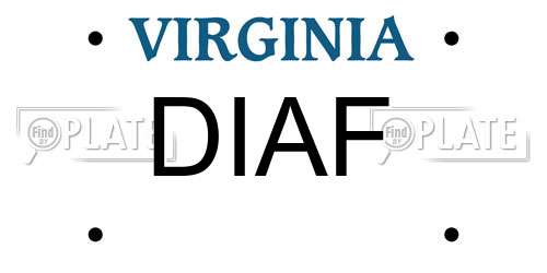 DIAF Virginia License Plate