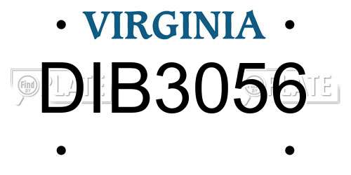 DIB3056 Virginia License Plate