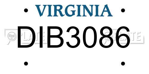 DIB3086 Virginia License Plate