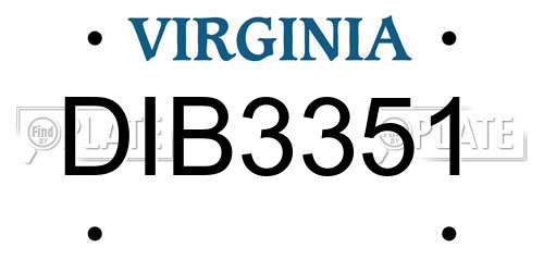 DIB3351 Virginia License Plate