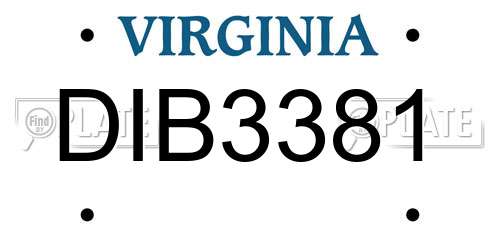 DIB3381 Virginia License Plate