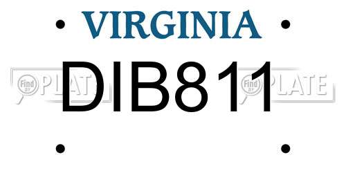 DIB811 Virginia License Plate