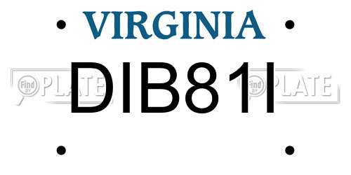 DIB81I Virginia License Plate