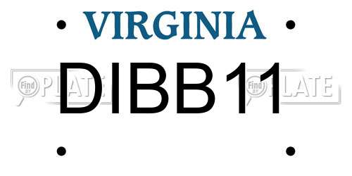 DIBB11 Virginia License Plate