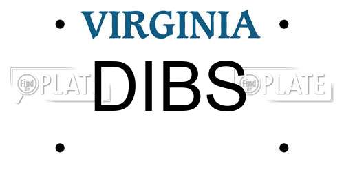 DIBS Virginia License Plate