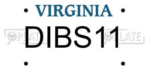 DIBS11 Virginia License Plate