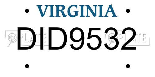 DID9532 Virginia License Plate