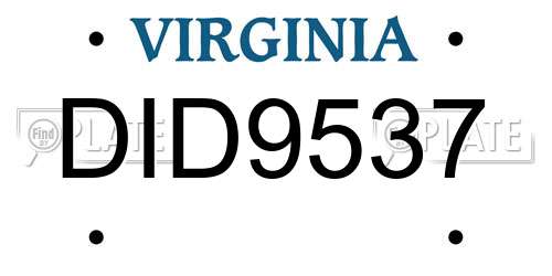 DID9537 Virginia License Plate