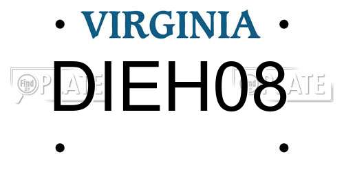 DIEH08 Virginia License Plate
