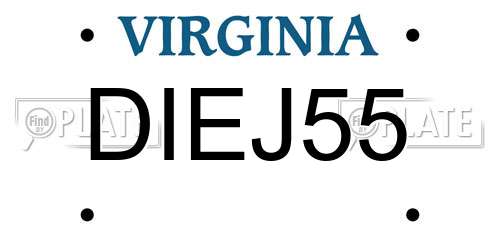 DIEJ55 Virginia License Plate