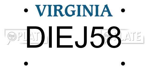DIEJ58 Virginia License Plate