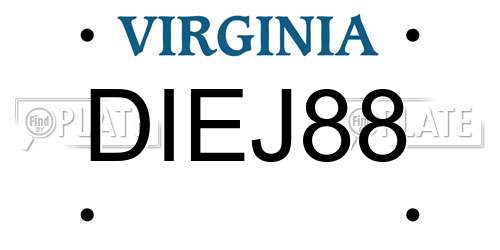 DIEJ88 Virginia License Plate