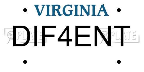 DIF4ENT Virginia License Plate