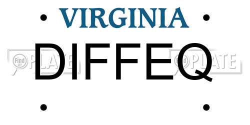 DIFFEQ Virginia License Plate