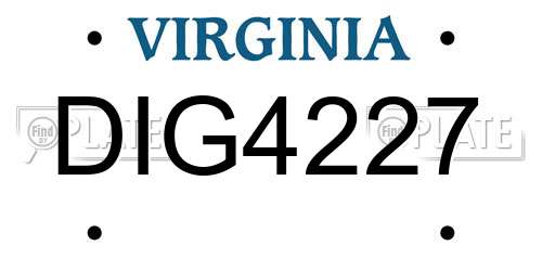 DIG4227 Virginia License Plate