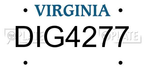 DIG4277 Virginia License Plate