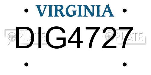 DIG4727 Virginia License Plate