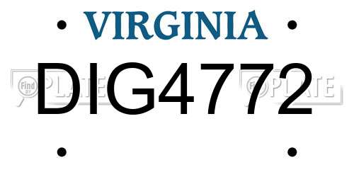 DIG4772 Virginia License Plate