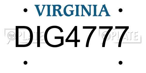 DIG4777 Virginia License Plate