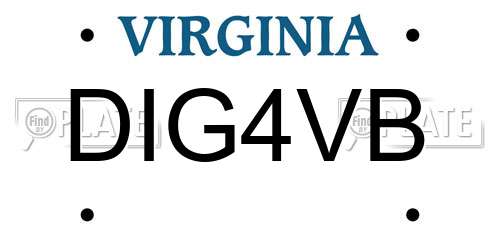 DIG4VB Virginia License Plate
