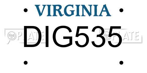 DIG535 Virginia License Plate