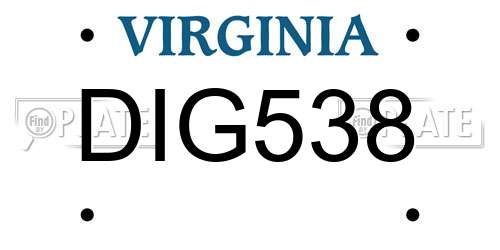 DIG538 Virginia License Plate