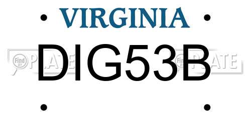 DIG53B Virginia License Plate