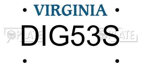 DIG53S Virginia License Plate
