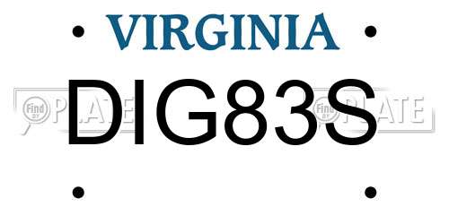 DIG83S Virginia License Plate