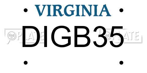 DIGB35 Virginia License Plate