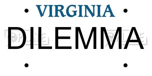 DILEMMA Virginia License Plate