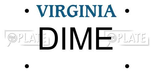 DIME Virginia License Plate